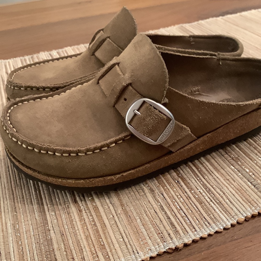 Birkenstock Buckley moccasin style clog.
